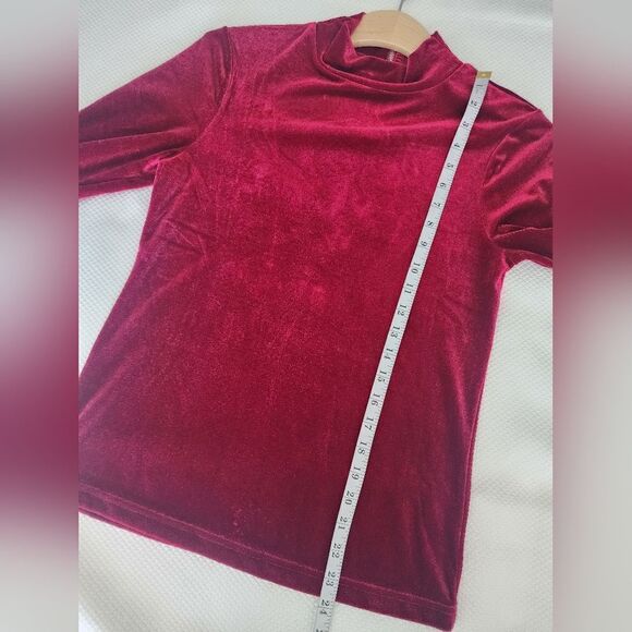 RONNY KOBO TORN blouse velvet academia bell sleeve mockneck - Picture 4 of 11